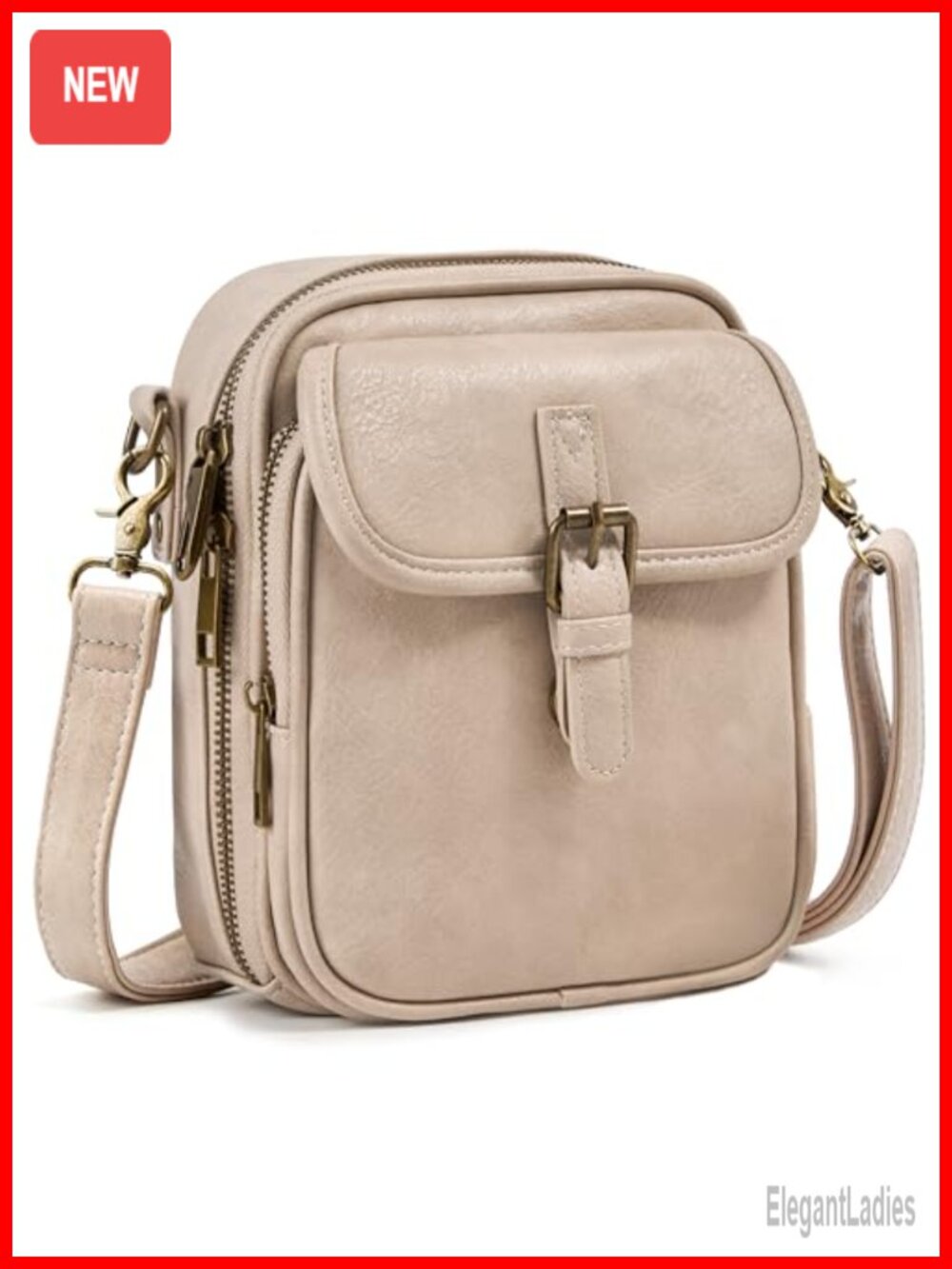 Vegan Leather Crossbody Bag RFID Wallet Messenger Adjustable Strap